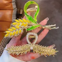 [COD] Internet celebrity pearl inlaid diamond wheat ear hair clip idyllic forest style new temperament fashion design sense of personality accessories