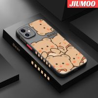 เคส JIUMOO สำหรับ iPhone 11 11 Pro 11 Pro Max,เคสแบบเต็มจอลายหมีบางมีน้ำค้างแข็งโปร่งใสแข็งขอบสี่เหลี่ยมกันกระแทกปลอกซิลิโคนคลุมทั้งหมดป้องกัน Softcase