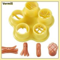 VERMILL 5 in 1 เครื่องมือทำไส้กรอก ลายปลาหมึกปูดอกไม้ พีพี แม่พิมพ์ทำไส้กรอก สร้างสรรค์และสร้างสรรค์ ดีไอวาย เครื่องมือ DIY สำหรับสุนัขขายดี เด็กเด็กๆ