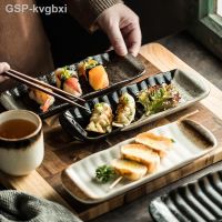 Switch❇Prato De Sushi Retangular Japonês Prato Cerâmica Simples Para Lanchi Sashimi Longo Retração Mesa Domésticka Polegadas