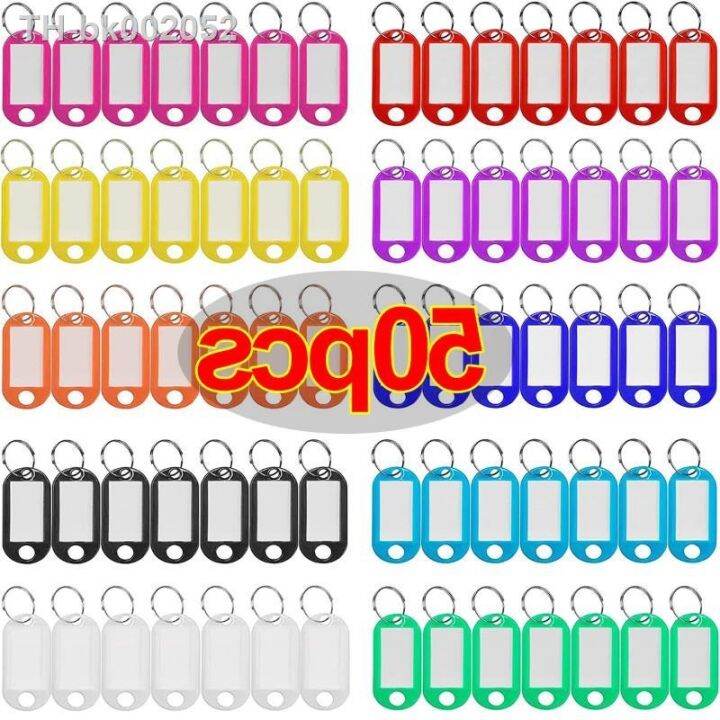10/50pcs Plastic Keychain Key Fobs Luggage ID Label Name Cards Tags