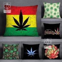 Nordic Style Maple Leaf and Weed Theme Pillow Case Polyester Decor Abstract Graffic Art Pillowcases Green Leaves Throw Pillow