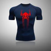 2023 Summer Spider Print Pattern Mens T-shirt Outdoor Fitness Sports Compression Short Sleeve T-shirt Summer Quick Drying Mater