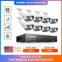 ZOSI ชุด POE กล้องวงจรปิด8CH 4K 5MP 8MP Super HD กล้อง IP กลางแจ้ง AI มองเห็นตอนกลางคืน CCTV ระบบกล้องวงจรปิด