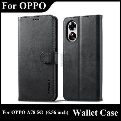 สำหรับ OPPO A78 5G เคสโทรศัพท์หนังพียูวินเทจ Kickstand กระเป๋าสตางค์แม่เหล็กแบบพับได้ฝาครอบโทรศัพท์