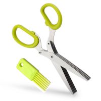 19ซม. สับ5ชั้น Multifunctional Kitchen Scissor หั่นสับ Scallion Cutter Laver เครื่องเทศ Cook เครื่องมือ Cut