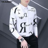 2023 mens long-sleeved new British large size slim-fit bottoming white