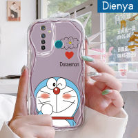 เคส Dienya สำหรับ Realme 5 5i 5S 5 Pro 6i Narzo 20A Q การ์ตูนโดราเอมอนเนื้อครีมน่ารักขอบเป็นคลื่นเคสมือถือกันกระแทกแบบใสนิ่มเคสโปร่งใสลายกล้องถ่ายรูปสร้างสรรค์เรียบง่ายฝาครอบป้องกันอ่อนโยน