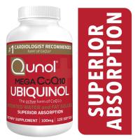 Qunol ขนาด 120 Softgels Exp.07/2026 Ubiquinol CoQ10 100mg,Supplement Form of Coenzyme Q10, Antioxidant for Heart Health