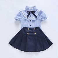 Summer Kids School Uniform Japanese Student Clothing Set Children Boys Girls 2PCs Short Sleeve Navy Suit Primary Kindergarten