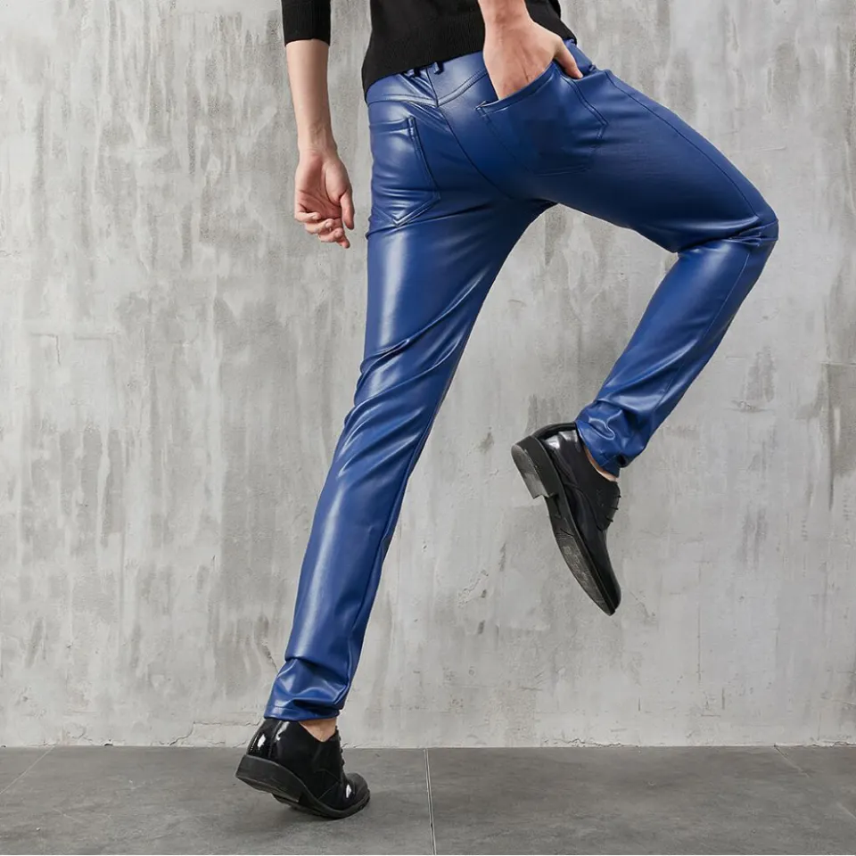 Mens Leather Trousers Slim Fitting Leather Pants Capri Leggings Color  Elastic Trend Sweatpants Motorcycle Streetwear Younger-Looking Fashionable  Dress Trousers Wrinkle-Resistant Workwear : Amazon.co.uk: Fashion