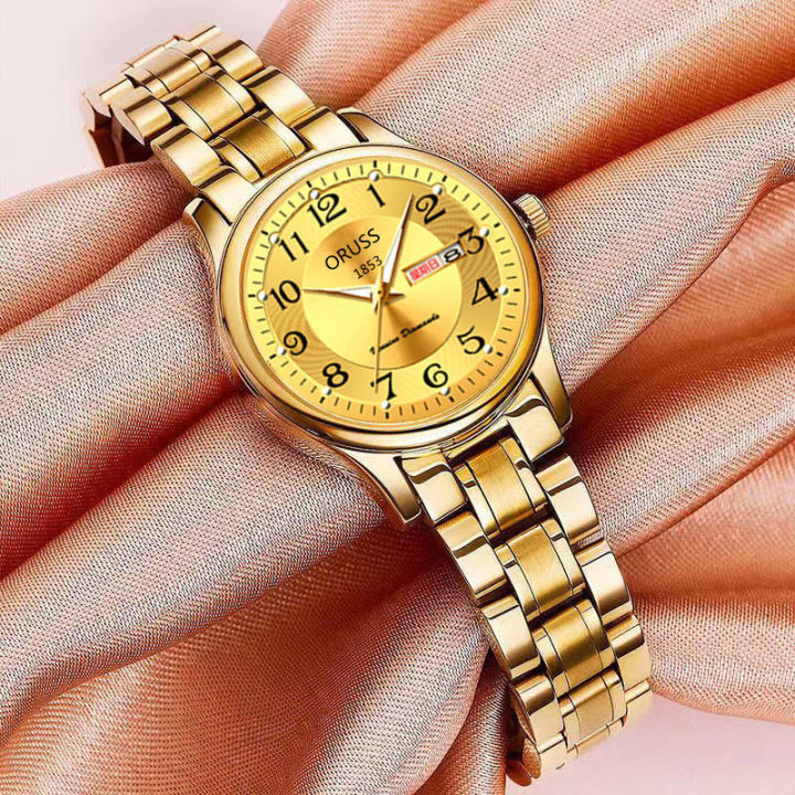 oruss-นาฬิกาสำหรับผู้หญิงนาฬิกาข้อมือกันน้ำแท้ดั้งเดิมนาฬิกาสร้อยข้อมือเหล็กทังสเตน