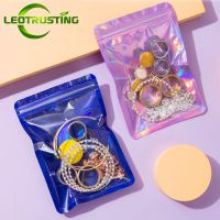 100pcs Anti Oxidation Jewelry Earring Necklace Self Sealing Zipper Bag Plastic Holographic Laser Snack Powder Resealable Pouches