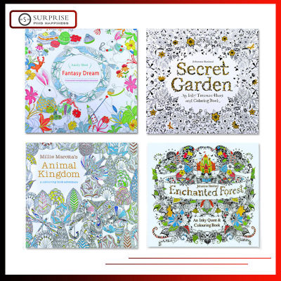 【Ready Stock】8 In 1ชุดเวอร์ชั่นภาษาอังกฤษSecret Gardenเด็กบีบอัดหนังสือสีมือวาดสมุดวาดภาพระบายสีสำหรับเด็กสร้างสรรค์