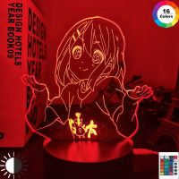 Acrylic Led Night Light Lamp Anime K ON Yui Hirasawa for Bedroom Decorative Room Nightlight Birthday Gift 3d Table Light Manga Nails Screws Fasteners