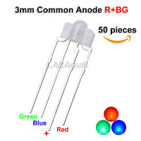 50pcs 4Pin RGB RBG Keyboard LED Diffused 3mm 4Pins Multicolor DIP Through Hole LED Common Anode Full Color Light Diode For Mechanical Keyboard 2.6x3.5x6.5mm