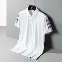 [COD] Mens ice silk quick-drying short-sleeved t-shirt men 2022 spring and summer new lapel casual semi-short-sleeved polo t