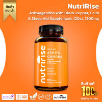 NutriRise Organic Ashwagandha 120 Capsules , High Potency 1300 mg: Sleep Support,Immune Support,Focus and Energy (No.897