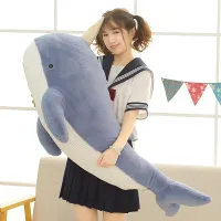 ตุ๊กตายูนิคอร์นตุ๊กตาผ้าน่ารัก Narwhal ขนาด60ซม.-120ซม. ปลาวาฬสีน้ำเงินปลายัดไส้นุ่มพร้อมหมอนเขาของตกแต่งห้องของขวัญคริสต์มาสเด็กผู้หญิง