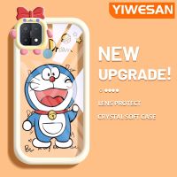 YIWESAN เคสสำหรับ OPPO A15 A35 A15s 4G เคสเคสการ์ตูนโดราเอมอนสีสันสดใสรูปสัตว์ประหลาดตัวเล็กๆเลนส์กล้องถ่ายรูปแบบนิ่มกันกระแทกแบบใสเคสมือถือสร้างสรรค์