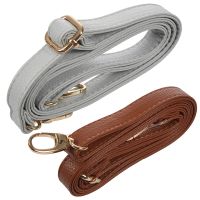 2 Pcs DIY Replacement Leather Bag Shoulder Strap Handle Cross Body Adjustable 140x2cm, Gray &amp; Brown