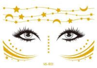 【cw】Music Festival New Bronzing Tattoo Sticker Golden Face Temporary Tattoos Waterproof Freckles Makeup Sticker Eye Decals Wholesale