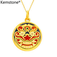 Kemstone สร้อยคอทองคำ24K จี้รูปสิงโตทรงกลมเครื่องประดับใช้ได้ทั้งชายและหญิง