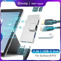 Hyra Hub Type-C แท่นวางมือถือ USBC สำหรับ Microsoft Surface Pro 9 8 X กับ4K HDMI-เข้ากันได้ USB3.0 RJ45 PD100W เครื่องอ่านช่องเสียบบัตร