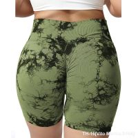 ▦☋﹍ Vito Martha 016A Cross-border Amazon hot style seamless smiley tie-dye yoga pants high waist peach hip leggings high elastic fitness shorts