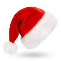 6PCS Christmas Hat For Men Women Santa Claus Hat Velvet Comfortable Thickened Classic Fur Christmas New Year Party Supplies