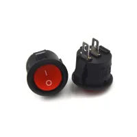 10Pcs Black Mini Round Red 2 Pin ON OFF Rocker Switch 16mm Diameter Small Round Boat Rocker Switches