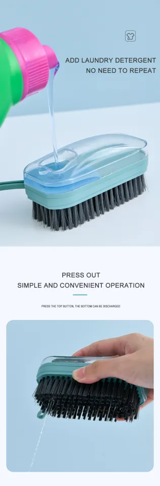 Soft Bristle Cleaning Brush,Press Type Automatic Liquid Adding Brush,  Household Shoes Brush for Student