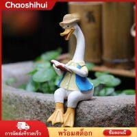 Chaoshihui 2pcs จำลองเป็ดเรซินรูปปั้นสัตว์รูปปั้นสัตว์สัตว์นอกบ้าน