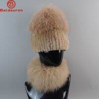 【Miki Xinyuan】2022 NewWomen LuxuryFoxHat ผ้าพันคอชุด LadyRex Rabbitats ถักผ้าพันคอ FoxCap 2ชิ้น