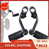 Motorcycle Long Angled Engine Guard Bar Foot Rests Highway Pegs 1.25" For Harley Electra Glide Road King Street Glide Black Pedals