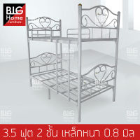 BH เตียงเหล็ก 2 ชั้น ขนาด3.5ฟุต (สีขาว) สามารถรองรับน้ำหนักได้ 250 กก. เหล็กหนา0.8 มิล พร้อมส่ง