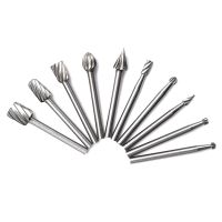 10pcs HSS Tungsten Carbide Rotary Cutting Burr Set Grinder Bit 1/8 inch (3mm) Shank Woodworking Carving Tools