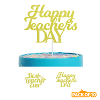 แพ็ค 10 ชิ้น Glitter กระดาษ Happy Teachers Day/Best Teacher Ever Glitter กระดาษเค้ก Topper ตกแต่งเค้ก-Luqiande