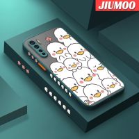 JIUMOO เคสสำหรับ OPPO A91 F15 Reno 3 4G ลายการ์ตูนเป็ดน้อยสีเหลืองบางขอบสี่เหลี่ยมด้านข้างกันกระแทกดีไซน์ใหม่มีน้ำค้างแข็งโปร่งใสแข็งเคสมือถือปลอกซิลิโคนคลุมทั้งหมดเคสป้องกันกล้องนิ่ม