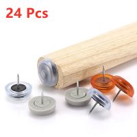 ✔❏ 24Pcs Furniture Leg Pads Chair Legs Coffee Table Bedside Cabinet Floor Protector Cover Round Bottom Anti Slip PVC Feet Thumbtack