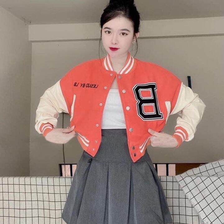 Freeshipmax] Áo Khoác Bomber Nữ Chữ B Form Ngắn Crotop Vải Nỉ Cao Cấp ❤️ Áo  Khoác Nữ Phong Cách Ulzzang | Lazada.Vn