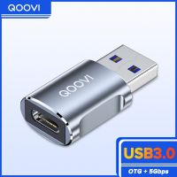 QOOVI USB 3.0 To USB Type C OTG Adapter Thunderbolt 3 Converter For Macbook Pro Samsung S21 Xiaomi Huawei USB-C OTG Connector