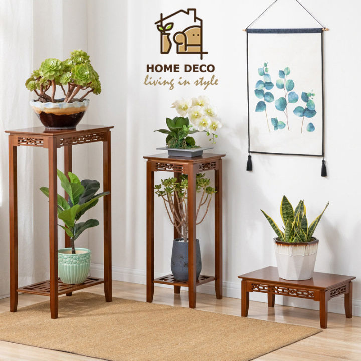 home-deco-ขาตั้งบอนไซ-ไม้ไผ่แท้-อบคาร์บอน-เคลือบอย่างดี-ลายฉลุ-bonsai-stand-chinese-stencil-style-plant-stand-carbonized-bamboo-premium-quality