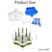 Detachable Flower 6 Cup Drainer Cup Drying Rack Stand with Drain Tray and Cup Washing Brush Non-Slip Mugs Storage Holder