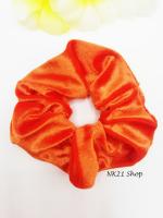 NK21 โดนัทรัดผม หนังยางรัดผม ที่มัดผมผ้ากำมะหยี่ สีส้ม Velvet Scrunchies,ฺ Orange Scrunchy,Hair accessories,Elastic hair tie