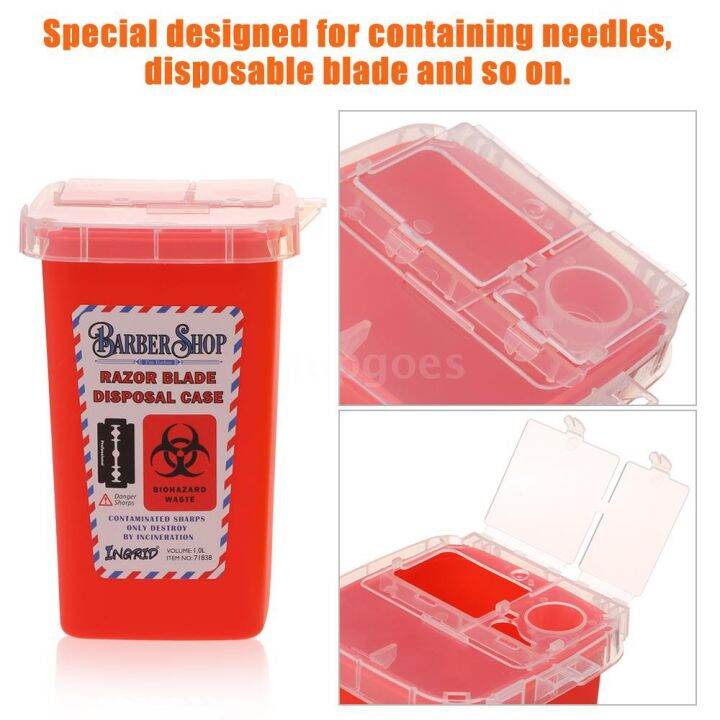 Portable 1L Sharps Container Needles Bin Biohazard Tattoo Piercing