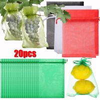 20PCS Fruit Protect Bags Strawberry Grapes Protection Net Mesh Drawstring Bag Pest Control Anti-Bird Reusable Vegetable Grow Bag