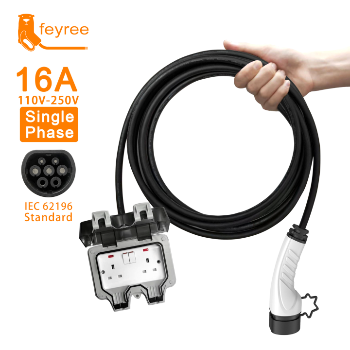 feyree Electric Car Discharge Plug EV Portable Type2 16A Charger Cable ...