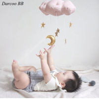 Nordic Style Baby Bed Rattles Hanging Fabric Clouds with Fringed Moon Star Toys Ornaments for Kids Children Room Wall Decoration