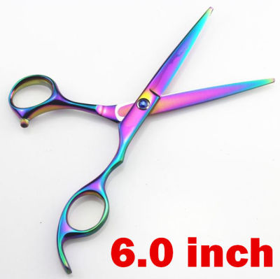 Professional Japan 440c 6 &amp; 5.5 inch rainbow cut hair scissors set cutting shears thinning barber scissor hairdressing scissors